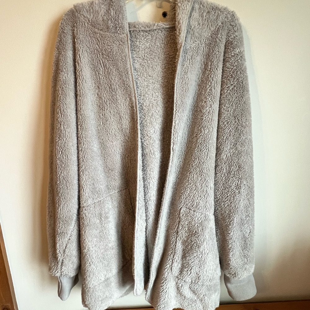 Cozy Gray Fleece Cardigan